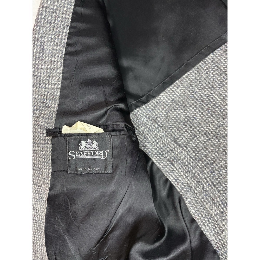 Vintage Harris Tweed Blazer 46 Hand Woven 100% Scottish Wool Stafford Black Gray - Picture 4 of 8